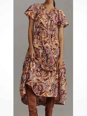 NWT By Anthropologie Somerset Paisley maxi Dress